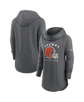 Women's Nike Heather Charcoal Cleveland Browns Raglan Funnel Neck Pullover Hoodie