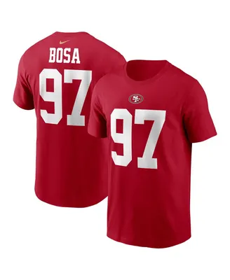 Men's Nike Nick Bosa Scarlet San Francisco 49ers Player Name and Number T-shirt