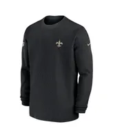 Men's Nike Black New Orleans Saints 2023 Sideline Throwback Heavy Brushed Waffle Long Sleeve T-shirt