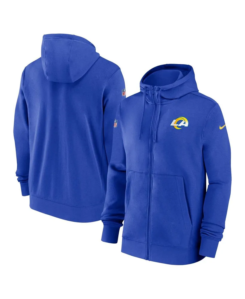 Men's Nike Royal Los Angeles Rams Sideline Club Performance Full-Zip Hoodie