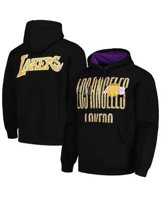 Men's Mitchell & Ness Black Distressed Los Angeles Lakers Hardwood Classics Og 2.0 Pullover Hoodie