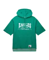 Men's Mitchell & Ness Kelly Green Philadelphia Eagles Pre-Game Short Sleeve Pullover Hoodie