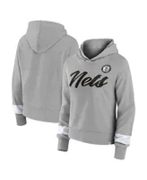 Women's Fanatics Heather Gray Brooklyn Nets Halftime Pullover Hoodie