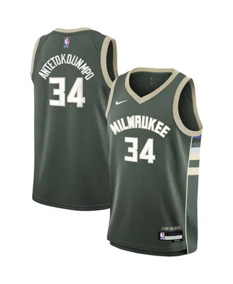 Big Boys Nike Giannis Antetokounmpo Hunter Green Milwaukee Bucks Swingman Jersey - Icon Edition