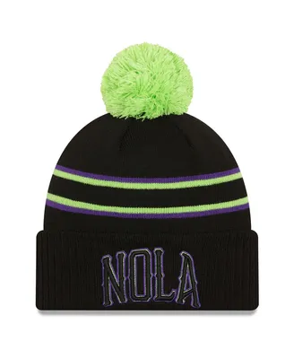 Men's New Era Black New Orleans Pelicans 2023/24 City Edition Cuffed Pom Knit Hat