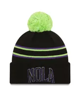 Men's New Era Black New Orleans Pelicans 2023/24 City Edition Cuffed Pom Knit Hat