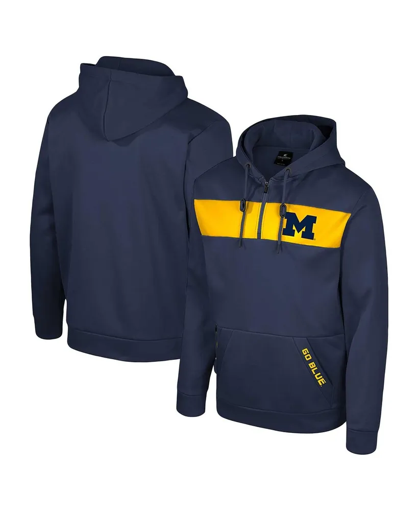 Men's Colosseum Navy Michigan Wolverines Quarter-Zip Hoodie