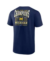 Men's Fanatics Navy Michigan Wolverines College Football Playoff 2024 Rose Bowl Champions Score T-shirt