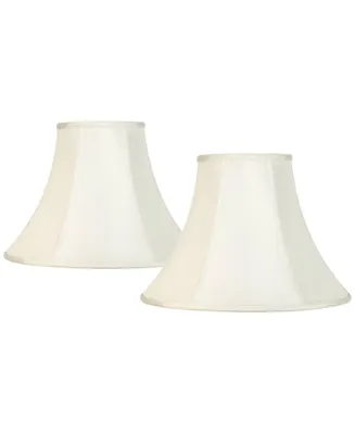 Set of 2 Bell Lamp Shades Cream Medium 7" Top x 16" Bottom x 12" High Spider with Replacement Harp and Finial Fitting - Imperial Shade
