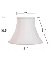 Set of 2 Bell Lamp Shades White Medium 7" Top x 14" Bottom x 11" Slant x 10.5" High Spider with Replacement Harp and Finial Fitting - Imperial Shade