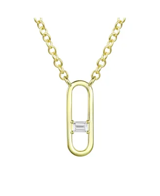 14K Gold Plated Baguette Cubic Zirconia Modern Necklace