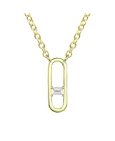 14K Gold Plated Baguette Cubic Zirconia Modern Necklace