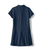 Lands' End Girls School Uniform Short Sleeve Mesh Pleated Polo Dress