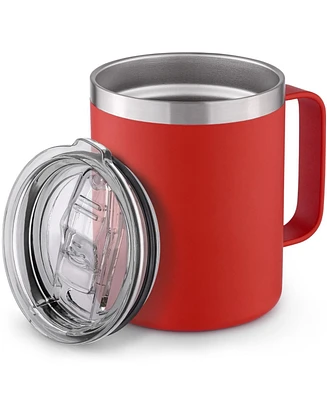 12 oz Insulated Coffee Mug with Lid - Stainless Steel Camping Tumbler Handle