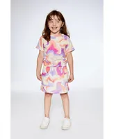 Deux par Big Girls French Terry Dress Multicolor Swirl Print