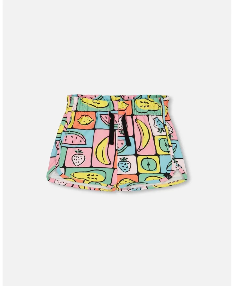 Baby Girl Cotton Jersey Short Printed Fruits Square - Infant