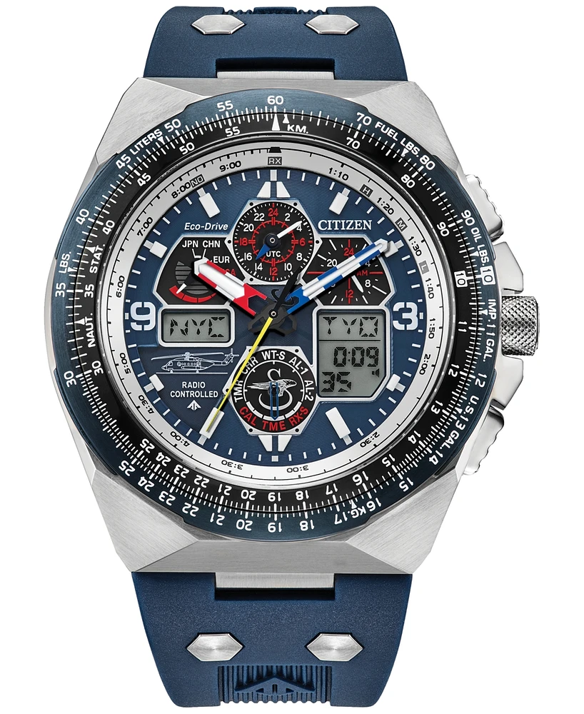 Citizen Eco-Drive Men's Chronograph Promaster Air Special Edition Sikorsky Skyhawk Blue Rabber Strap Watch 46mm