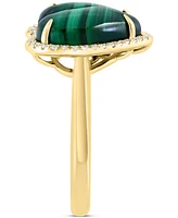 Effy Malachite & Diamond (1/6 ct. t.w.) Heart Halo Ring in 14k Gold