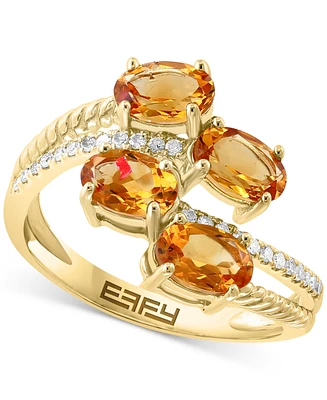 Effy Citrine (1-5/8 ct. t.w) & Diamond (1/10 ct. t.w.) Cluster Bypass Ring in 14k Gold