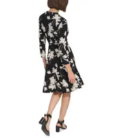 Tommy Hilfiger Women's Floral Ruffle-Neck Wrap Dress