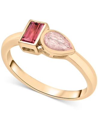 Audrey by Aurate Peridot (3/8 ct. t.w.) & Green Tourmaline Ring (1/3 Bezel Gold Vermeil, (Also available Morganite Pink Topaz)