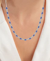 Cubic Zirconia Oval & Round Tennis Necklace, 18" + 2" extender