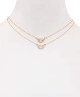 Guess Gold-Tone 2-Pc. Set Pave Semi-Circle Pendant Necklaces, 16" + 2" extender