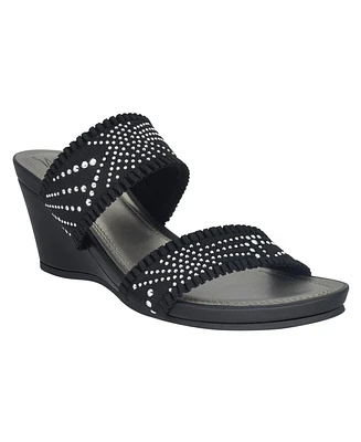 Impo Women's Verbena Embellished Stretch Wedge Sandals