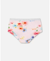 Girl Organic Cotton Boyshort Pantie Light Pink Printed Flowers - Toddler|Child