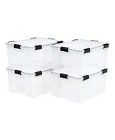 Iris 4Pack 62qt Weatherpro Airtight Plastic Storage Bin with Lid and Seal and Secure Latching Buckles