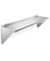 Gridmann 14" x 48" Nsf Stainless Steel Kitchen Wall Mount Shelf w/ Backsplash