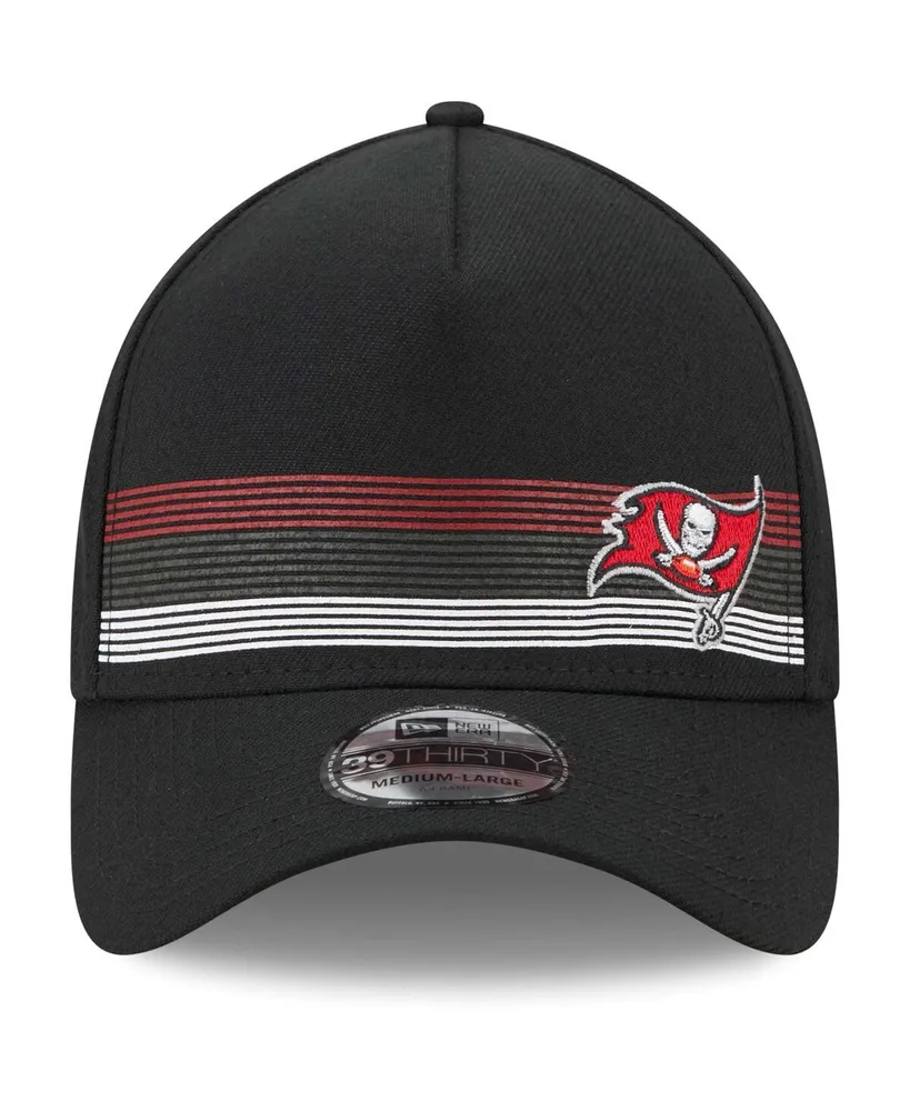 Men's New Era Black Tampa Bay Buccaneers Flawless Stripe 39THIRTY Flex Hat