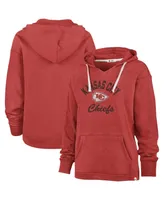 Women's '47 Brand Red Distressed Kansas City Chiefs Wrapped Up Kennedy V-Neck Pullover Hoodie