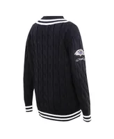 Women's Pro Standard Black Baltimore Ravens Prep V-Neck Pullover Sweater
