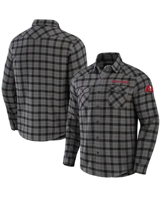 Men's Nfl x Darius Rucker Collection by Fanatics Gray Tampa Bay Buccaneers Flannel Long Sleeve Button-Up Shirt