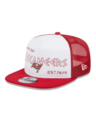 Men's New Era White, Red Tampa Bay Buccaneers Banger 9FIFTY Trucker Snapback Hat