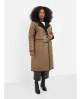 Rebdolls Women's Plus Solstice Faux Leather Sherpa Lined Coat