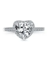 Classic Romantic 3CT Aaa Cz Solitaire Heart Shaped Engagement Ring For Women Thin Pave Cubic Zirconia Band Promise Ring .925 Sterling Silver