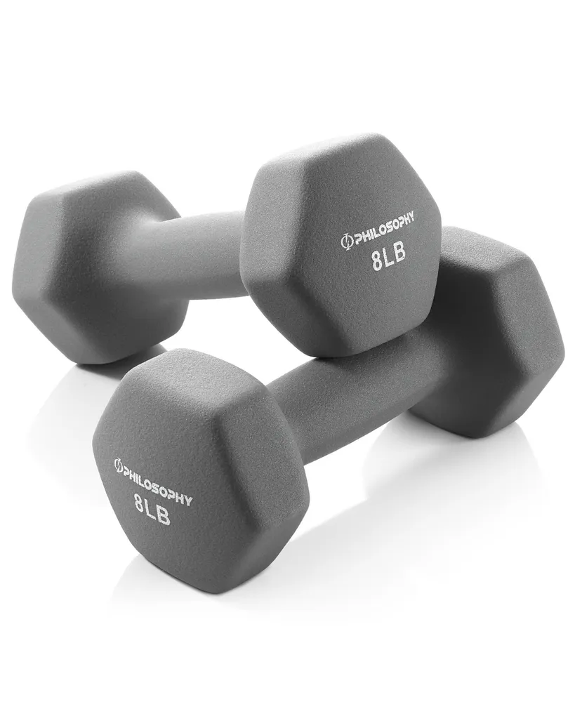 Philosophy Gym Neoprene Dumbbell Hexagon Hand Weights, 8 lb Pair - 16 lb Total