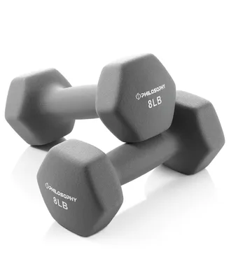Philosophy Gym Neoprene Dumbbell Hexagon Hand Weights, 8 lb Pair - 16 lb Total