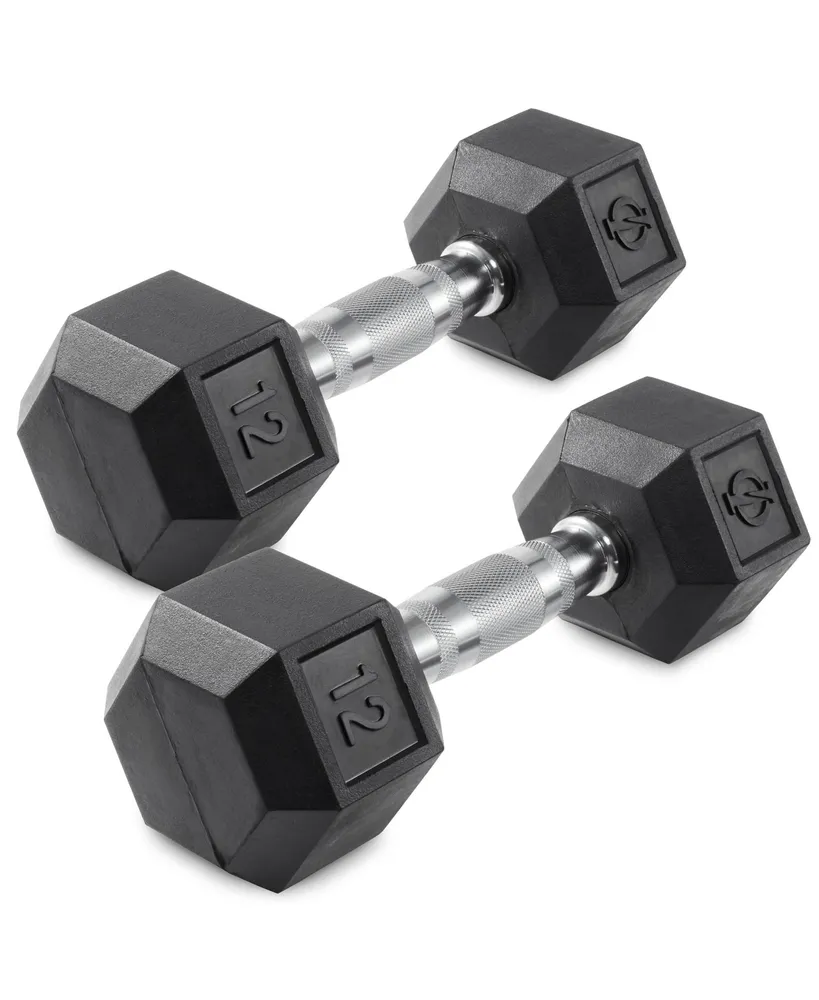 Philosophy Gym Rubber Coated Hex Dumbbell Hand Weights, 12 lb Pair