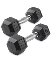 Philosophy Gym Rubber Coated Hex Dumbbell Hand Weights, 12 lb Pair