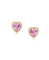 Bling Jewelry Romantic Tiny Delicate Cz Cubic Zirconia Yellow 14K Gold Heart Stud Earrings For Women Screw Back