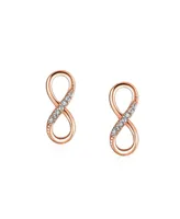 Bling Jewelry Classic Cubic Zirconia Eternity Cz Accent Pave Romantic Love Knot Symbol Eternity Infinity Stud Earrings Girlfriend Rose Gold Plated Ste