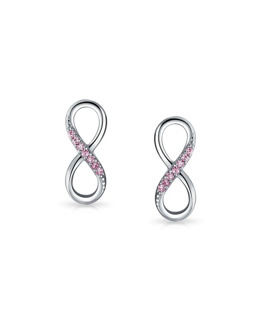 Bling Jewelry Classic Cubic Zirconia Eternity Pink Cz Accent Pave Romantic Love Knot Symbol Eternity Infinity Stud Earrings Girlfriend Sterling Silver