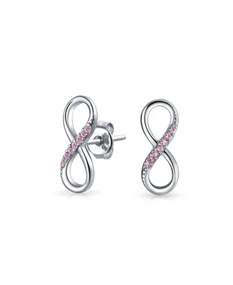 Bling Jewelry Classic Cz Cubic Zircona Stud Earrings Love Knot Infinity Sterling Silver