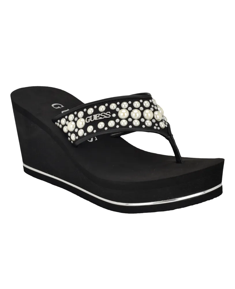 Guess Women's Silus Embellished Platform Wedge Sandals