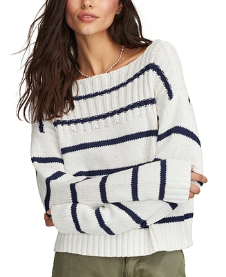 Lucky Brand Women's Cotton Striped Boat-Neck Sweater