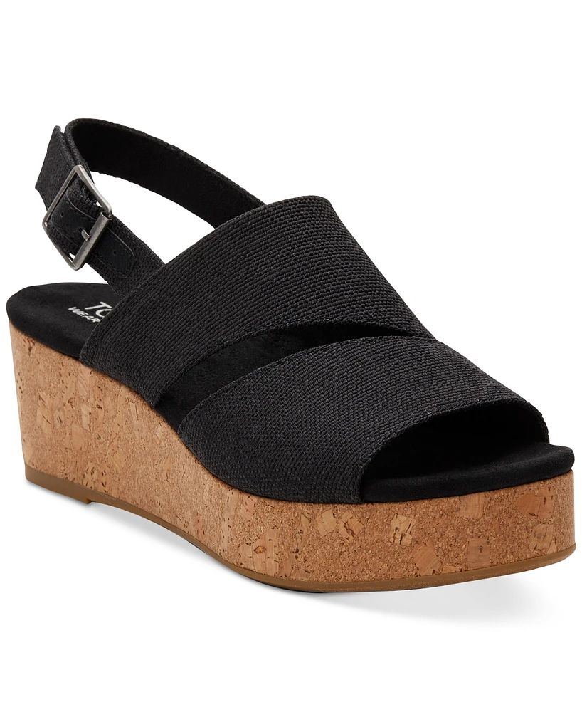 Toms Women's Claudine Slingback Cork Wedge Platform Sandals