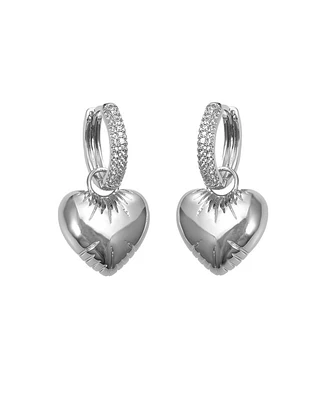 by Adina Eden Pave Dangling Puffy Heart Huggie Earring